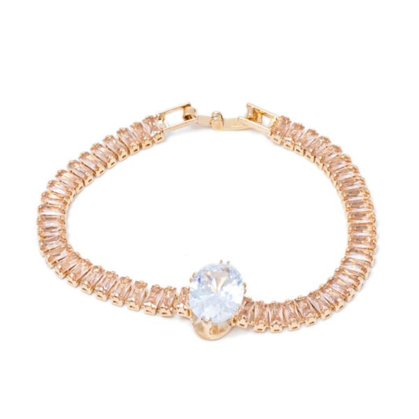 Classy Zircon Bracelet With Round Design Stone For Women’s Rose Gold & Warm Pink