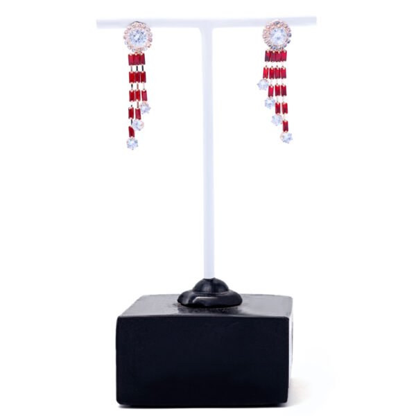 Elegant Vintage French Style Long Tassel Earrings White Red Zircon Earrings Women